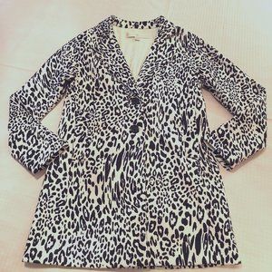 BOSTON PROPER ANIMAL PRINT COAT FULLY LINED 2 BUTTON CLOSURE SIZE 0